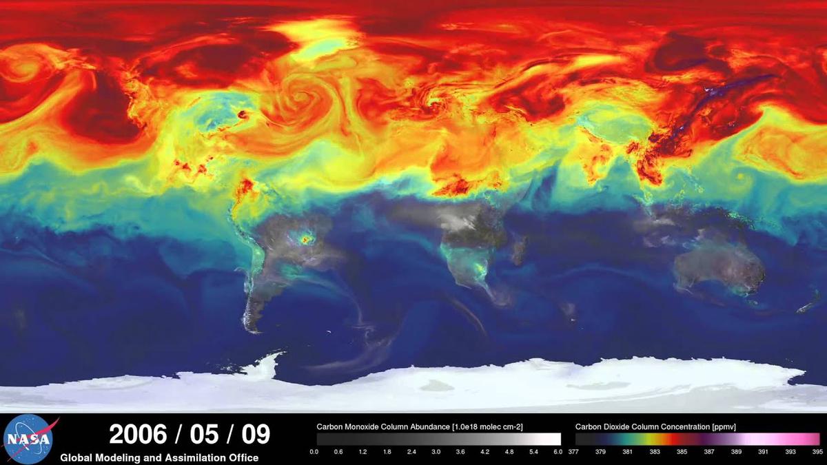'Video thumbnail for NASA Shows Life of Carbon Dioxide in 1 Year Period on Earth'